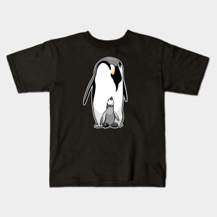 Arctic Birds Emperor Penguin Father and Baby Kids T-Shirt